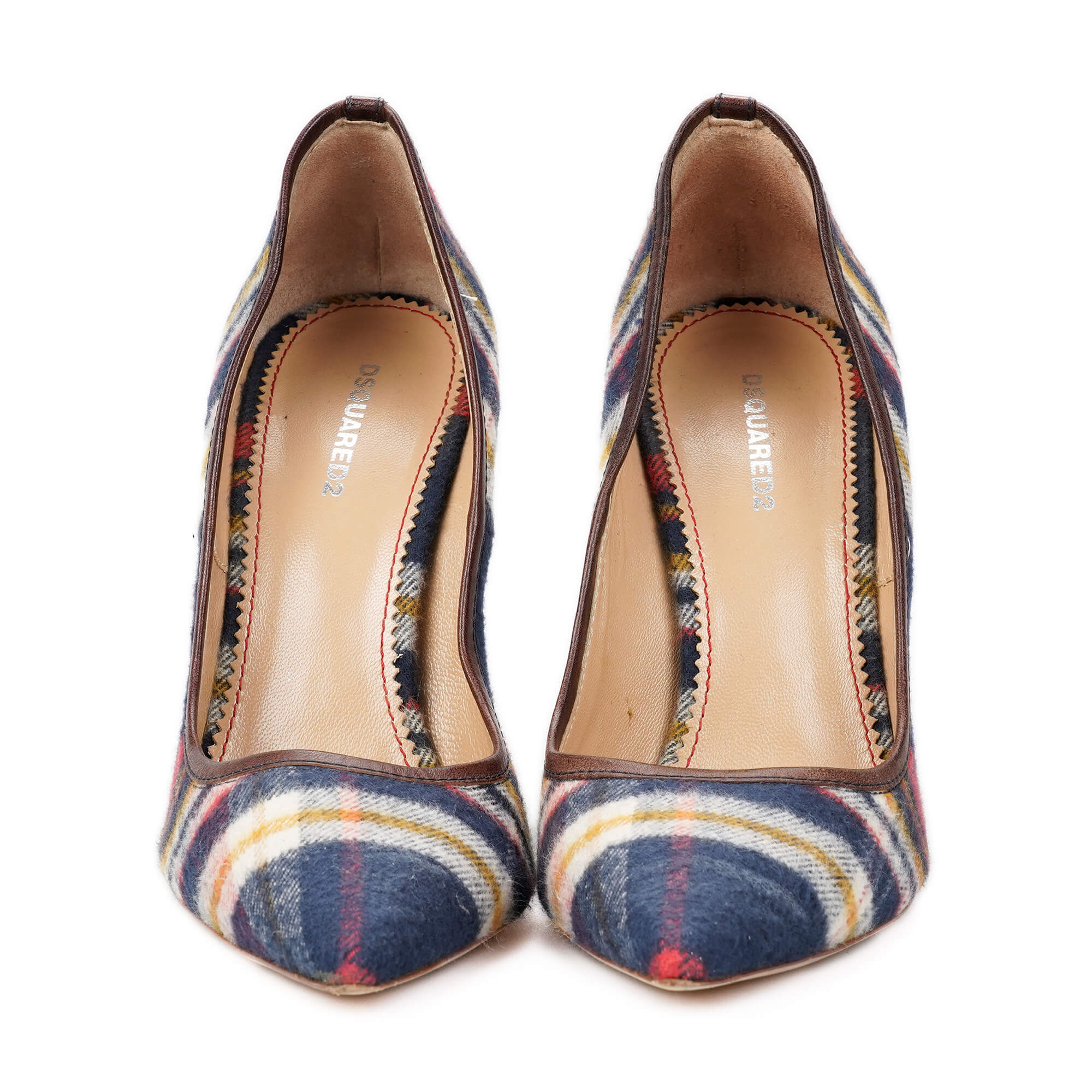 Dsquared2 - Navy Blue Plaid Felt Pumps